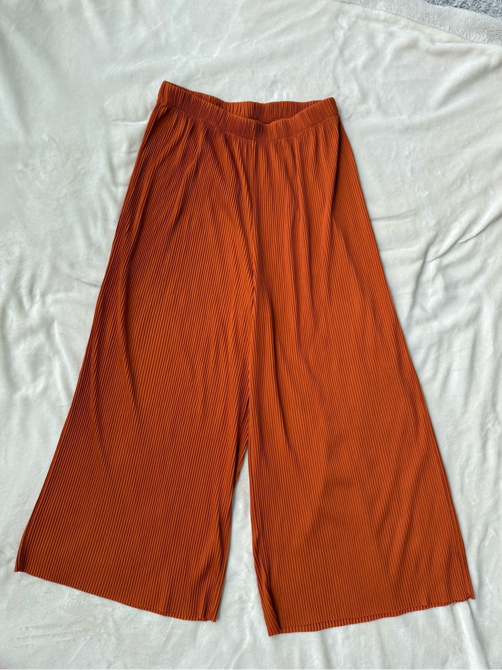 ASOS Rust Orange Wide-Leg Pleated Pants